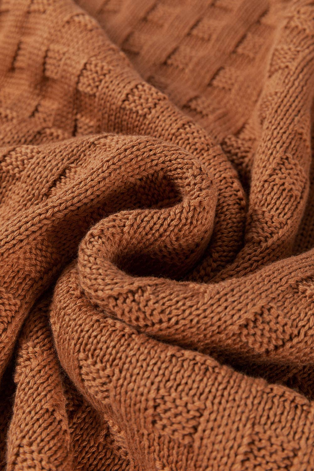 CAMEL ROUND NECK KNIT TOP