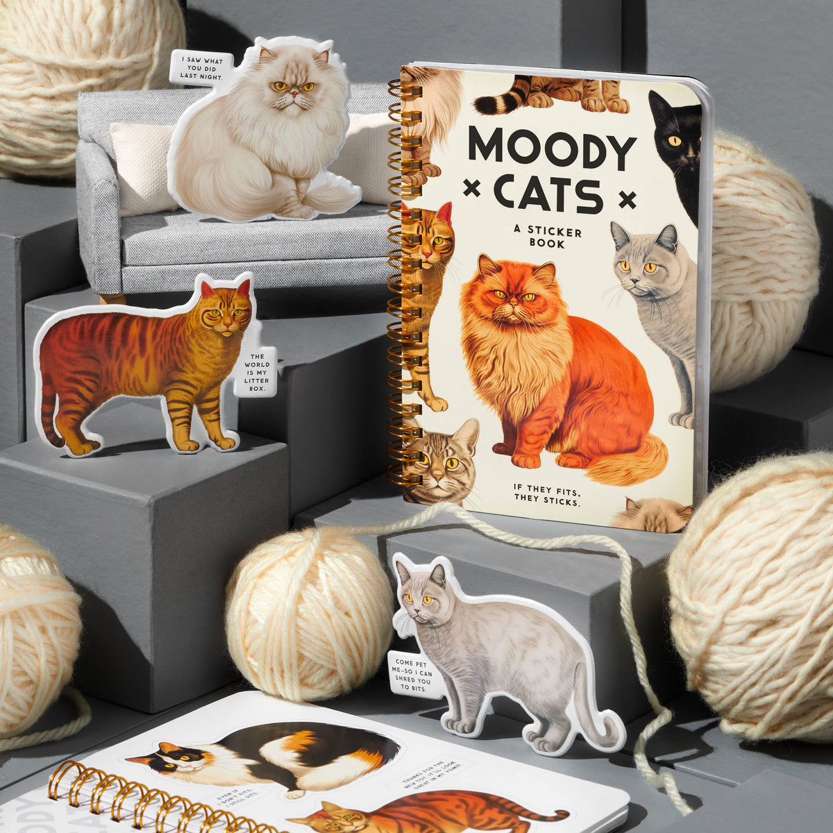 Chronicle Books - Brass Monkey Moody Cats Sticker Book