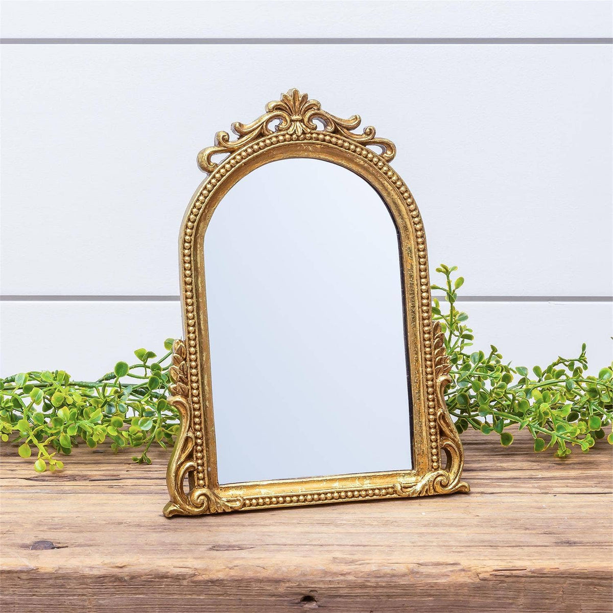 Audrey's Home & Gift - Arched Gold Leaf Tabletop Easel Back Mirror (PC)
