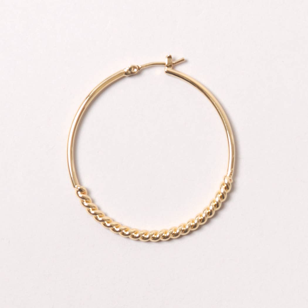 Fashion City - 14K Gold-Dipped Textured Hoop Earring: GLD / ONE SIZE