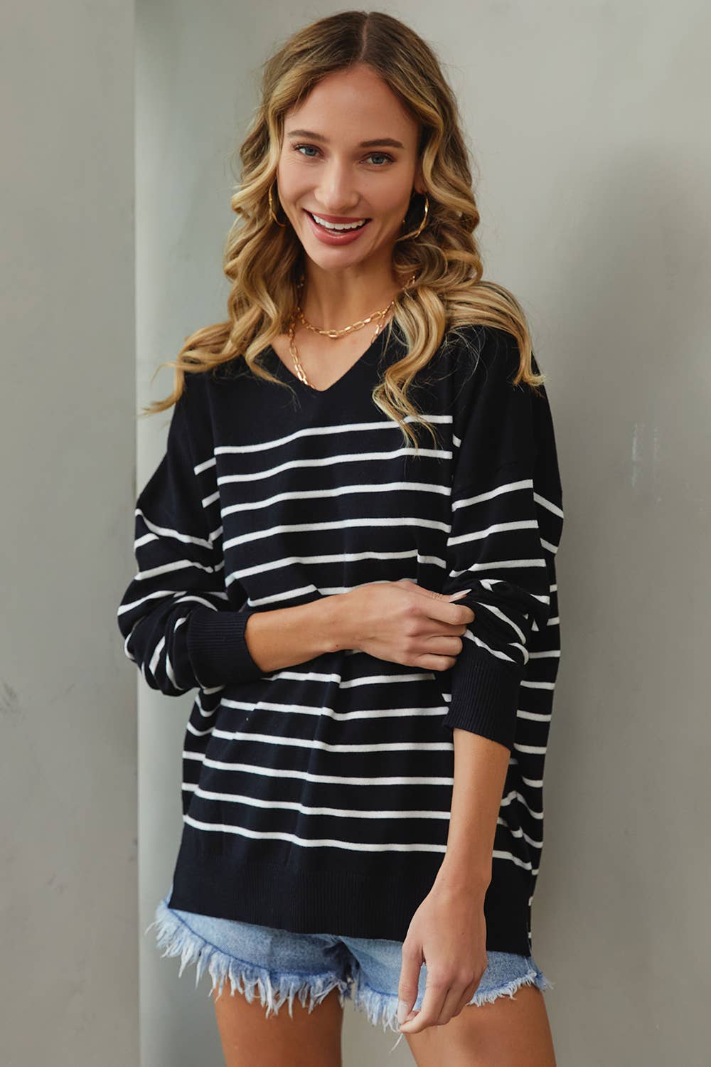 EVERYDAY CASUAL STRIPED KNIT TOP