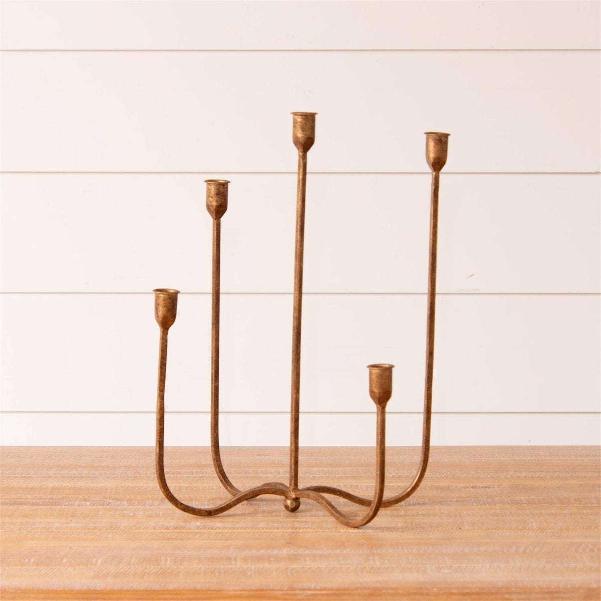 Audrey's Home & Gift - Hand Forged Metal Candelabra, Brass (PC)