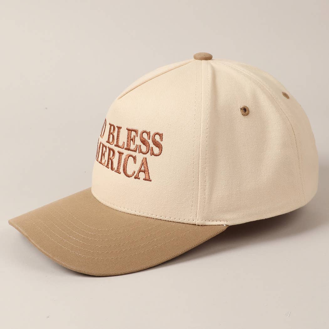 GOD BLESS AMERICA EMBROIDERED TWO TONE CAP