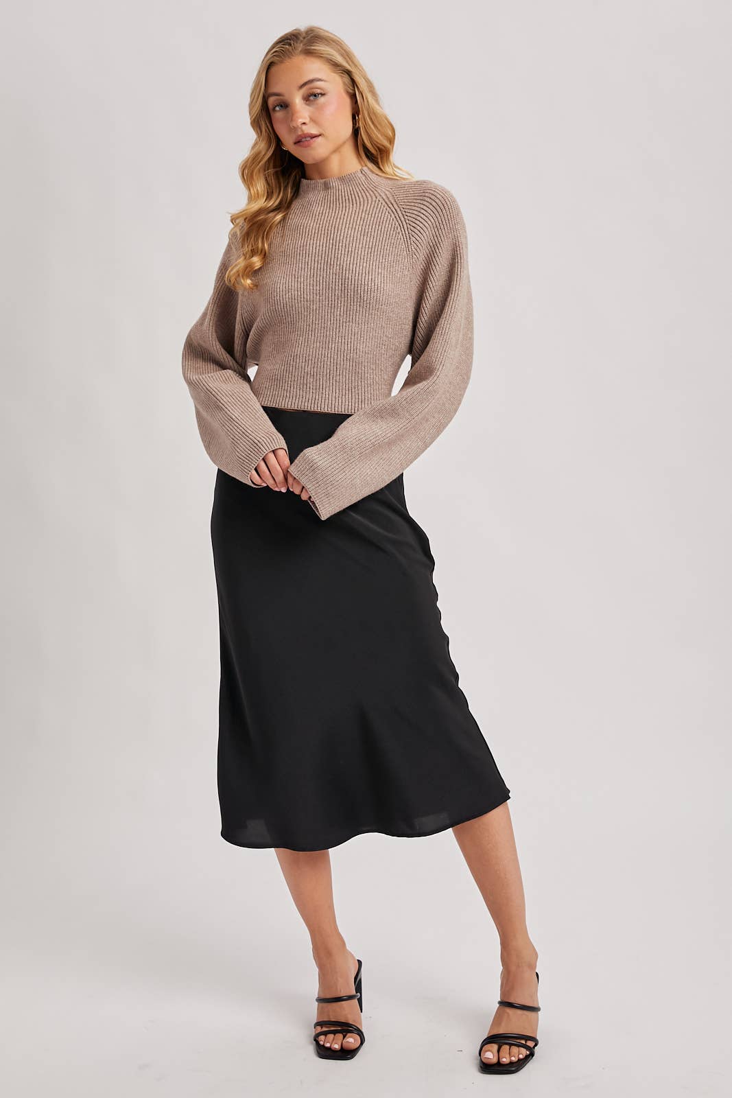 SATIN MIDI SKIRT