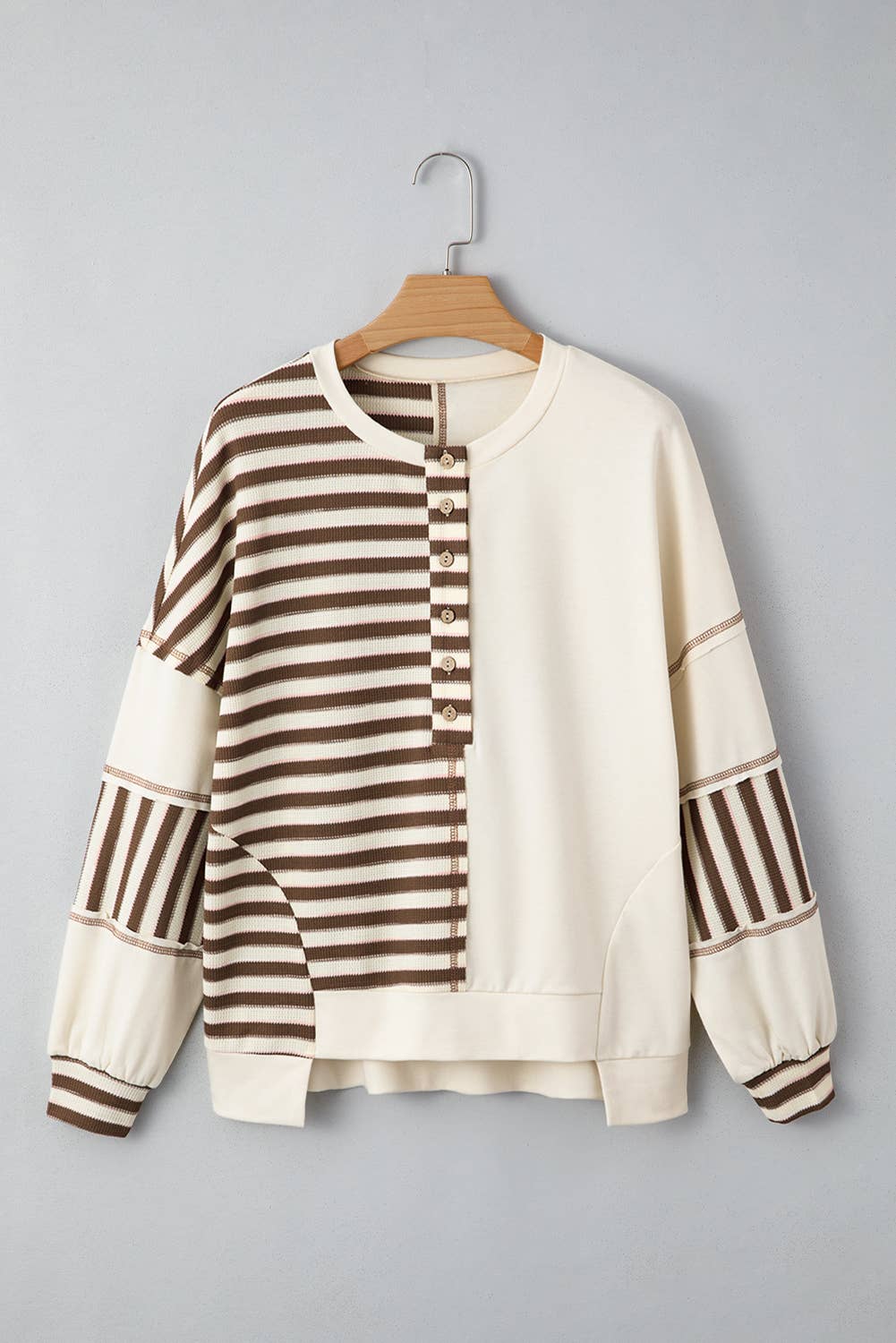 STRIPE STITCHED OVERSIZED PULLOVER