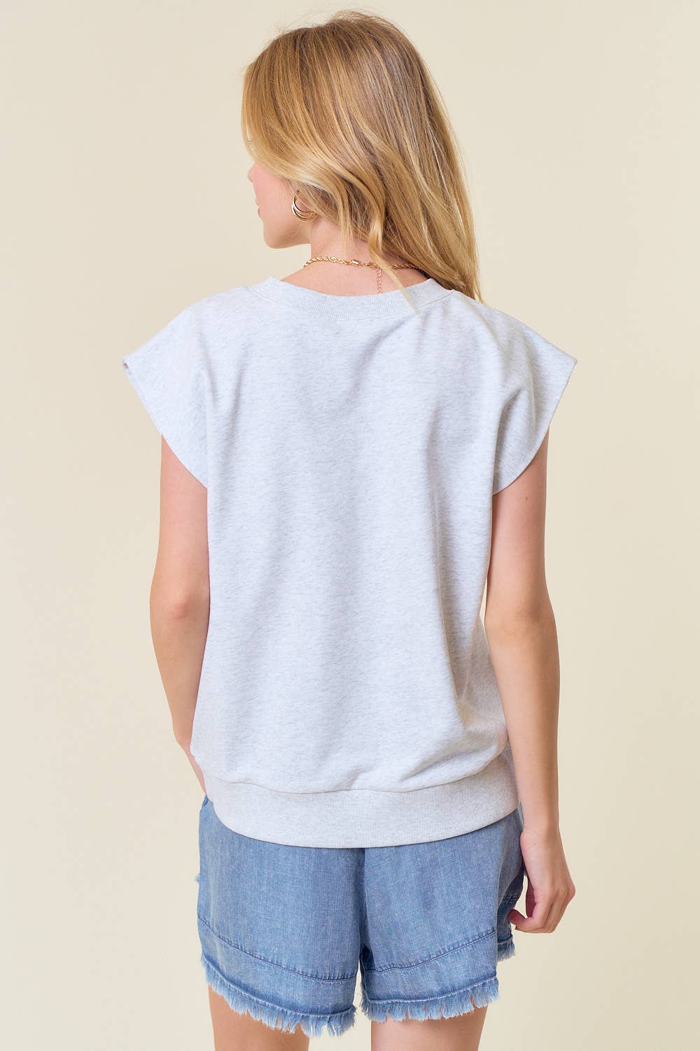 COTTON FRENCH TERRY CREW NECK MUSCLE SWEATSHIRT