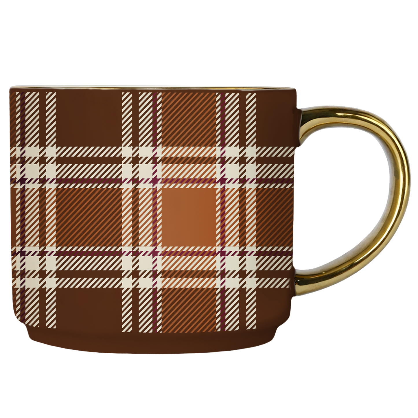 BROWN PLAID COFFEE MUG