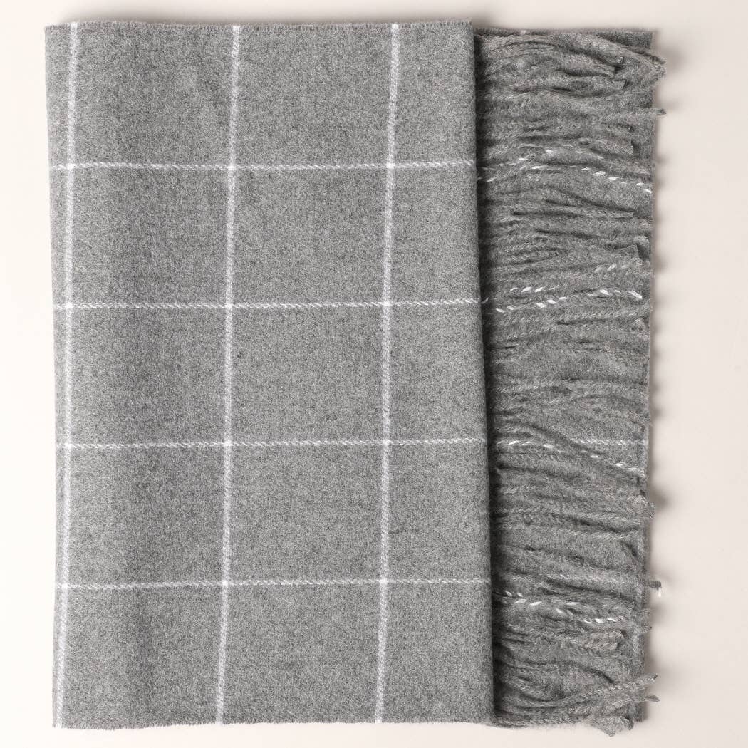 Fashion City - Cashmere Feel Plaid Pattern Scarf - Fringed Edges: SW-18 / ONE SIZE