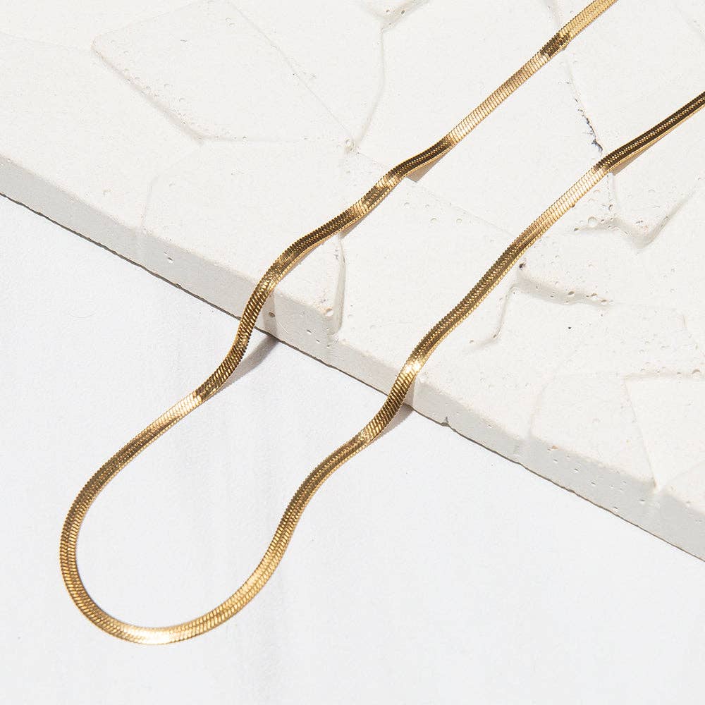 Lenny & Eva - Gilded Gold Necklace-24" Herringbone Chain | Charm Necklace