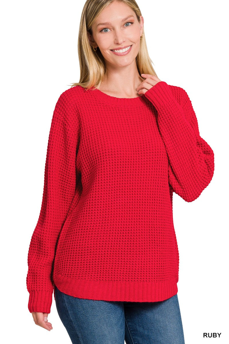 LORALIE WAFFLE SWEATER (3 COLORS)