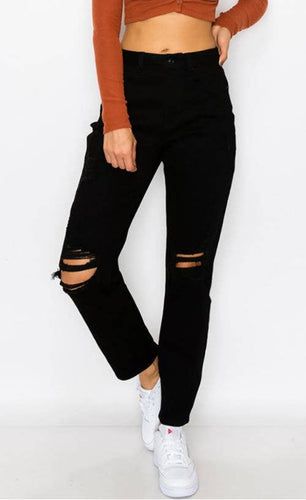 KNEE RIPPED MOM JEANS