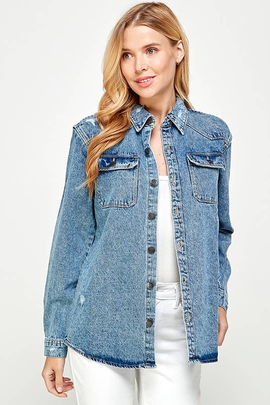 BOYFRIEND DENIM BUTTON UP JEAN JACKET