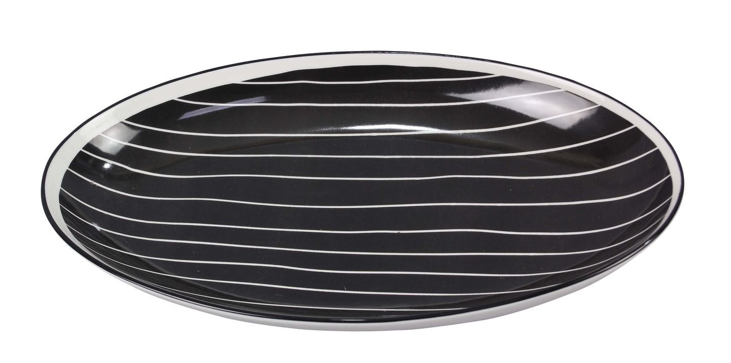 Young's - Stoneware Oval Black and White Platter