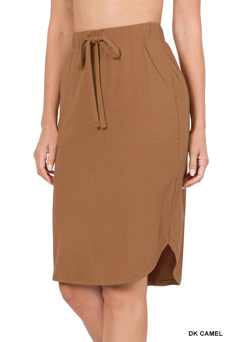 PLUS CAMEL SIDE POCKET SKIRT