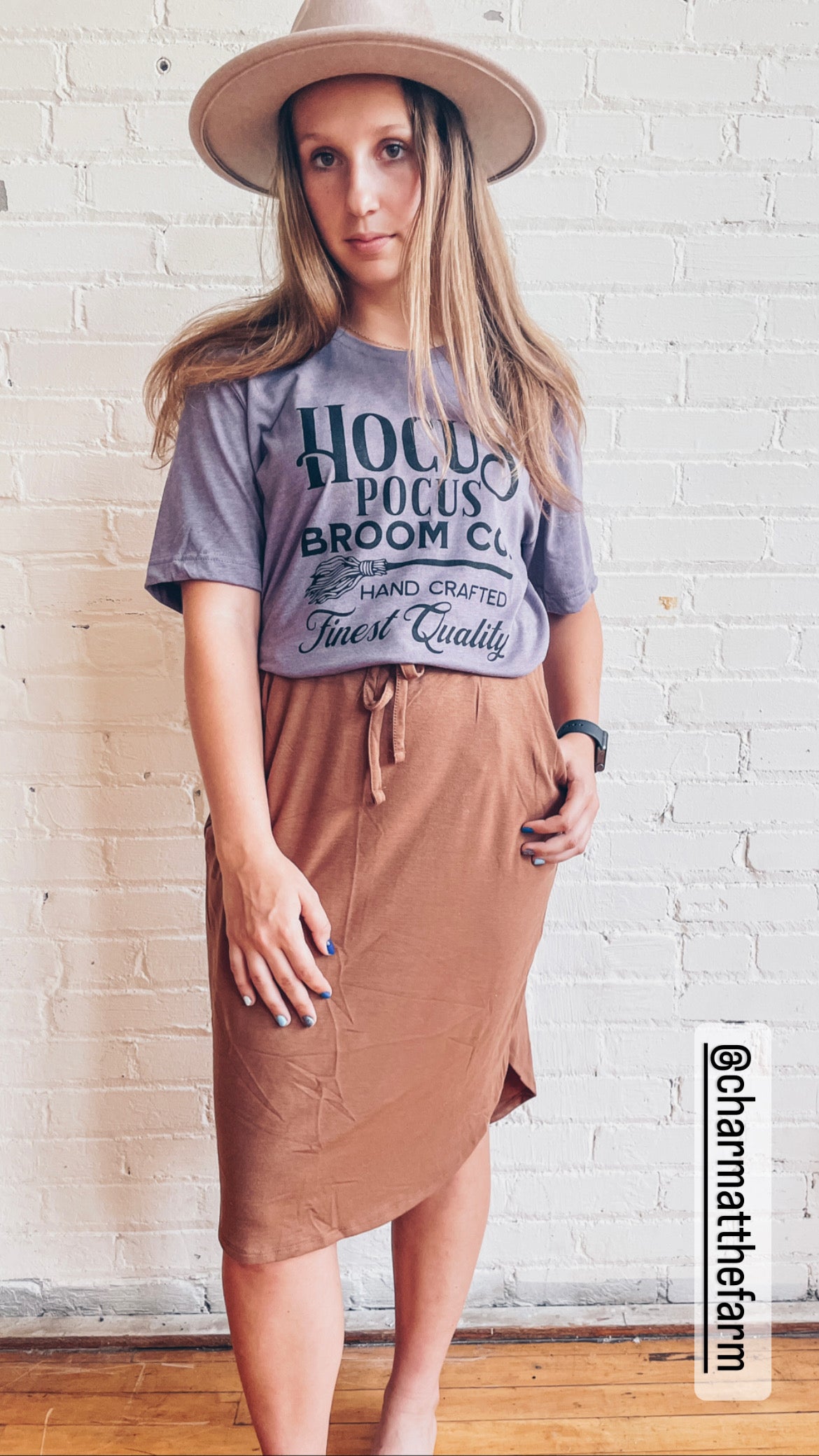 PLUS CAMEL SIDE POCKET SKIRT