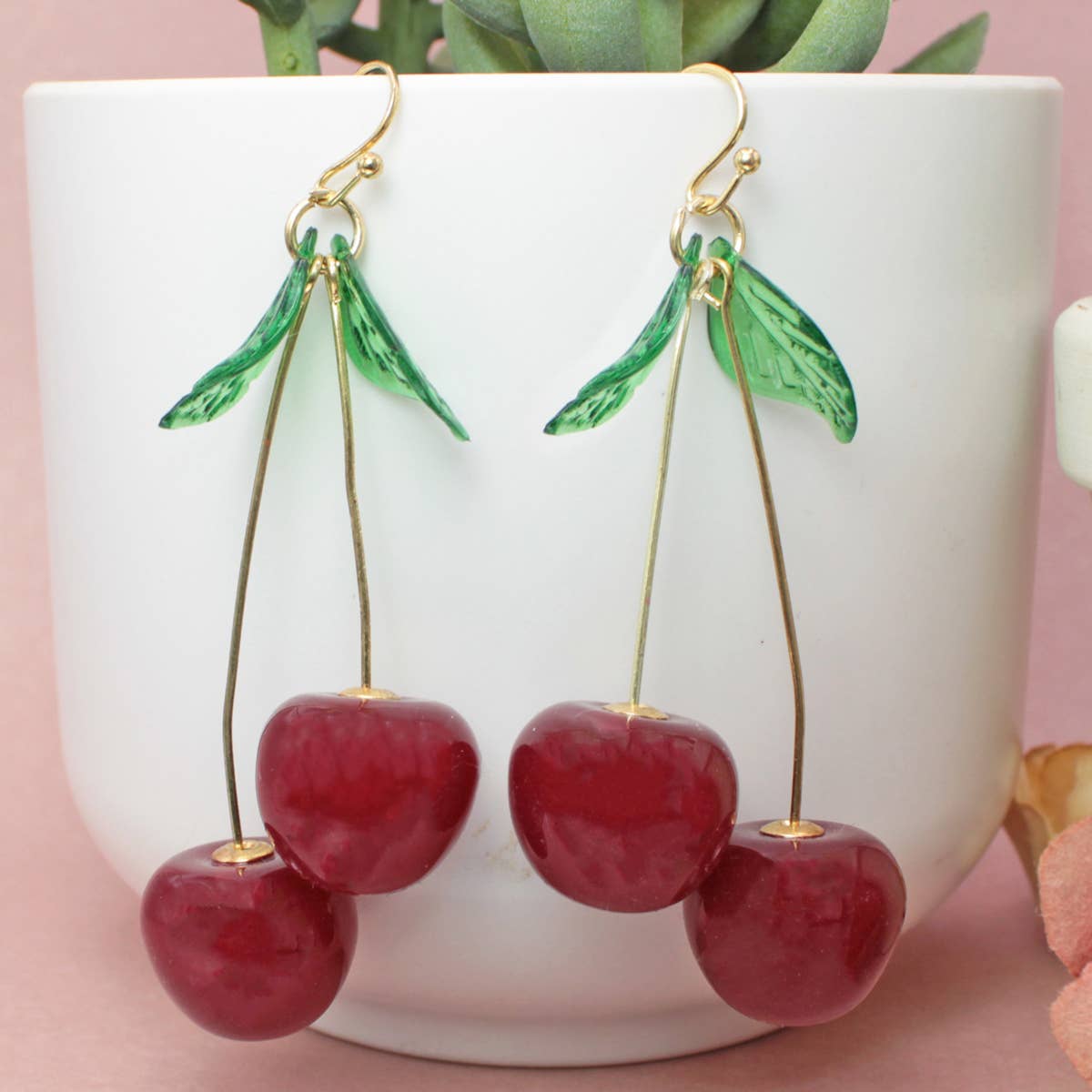 ZAD - Twin Cherry Realistic Cherries Earrings