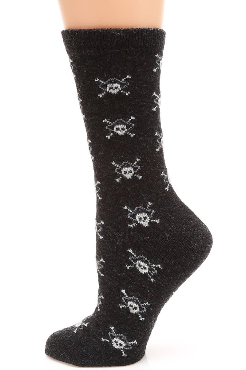 WOMEN'S SKULL WOOL BLEND CREW SOCKS