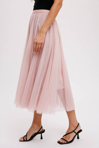 Bluivy - TULLE MIDI SKIRT: DUSTY PINK / M