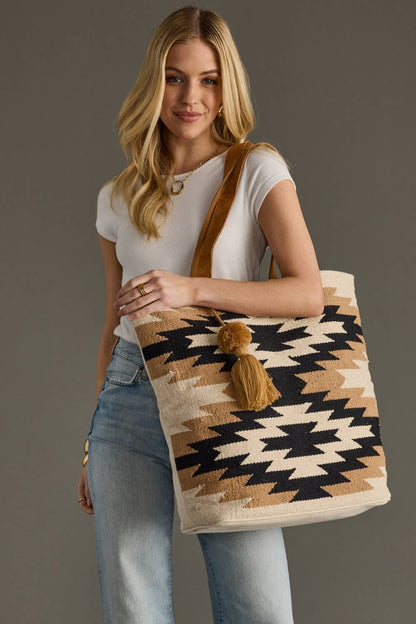 Cream, Black & Tan Western Tote