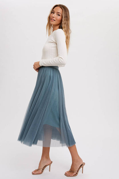 Bluivy - TULLE MIDI SKIRT: DUSTY PINK / M