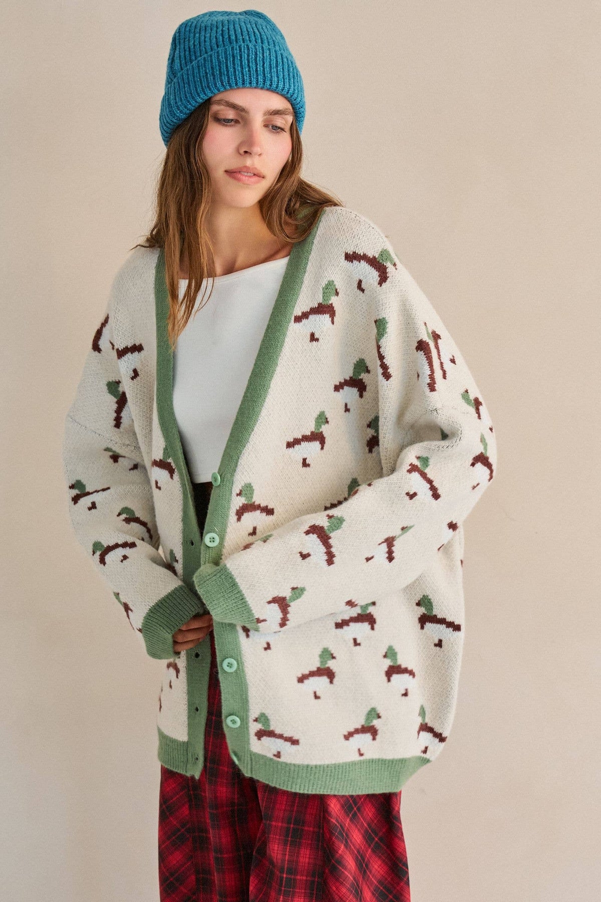 PLAYFUL DUCK KNIT CARDIGAN
