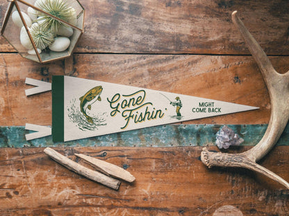 Benoit's Design Co. - Gone Fishin' Felt Pennant: Neutral / Mini Pennant