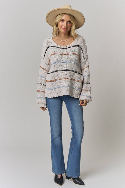RELAXED STRIPED CHUNKY KNIT SWEATER