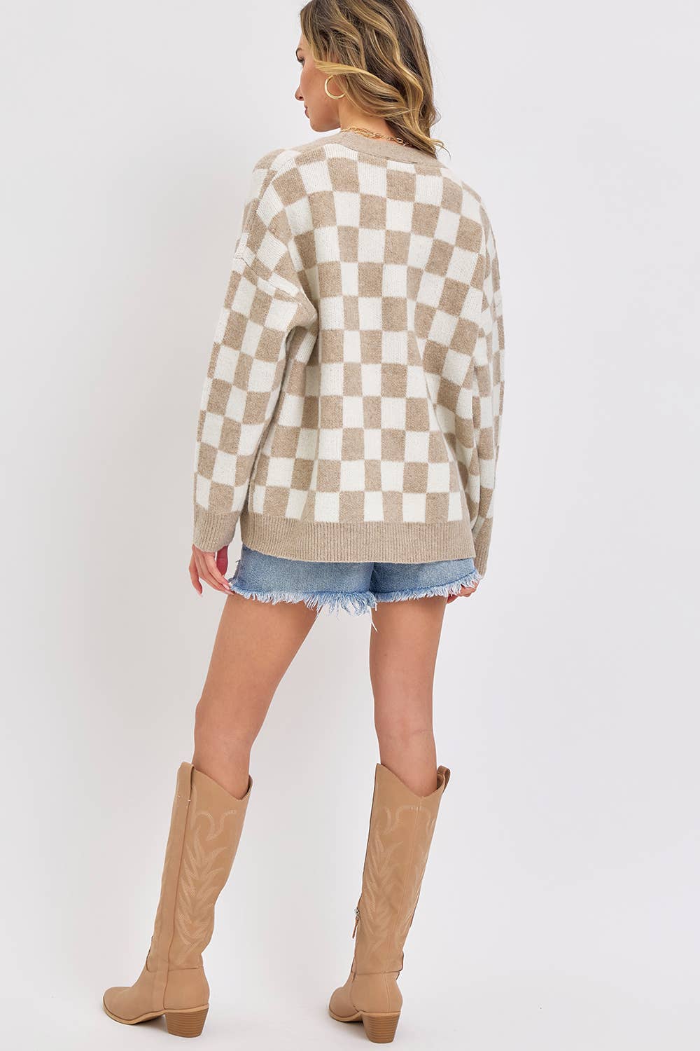 EVERYDAY CHECKER CASUAL SWEATER CARDIGAN