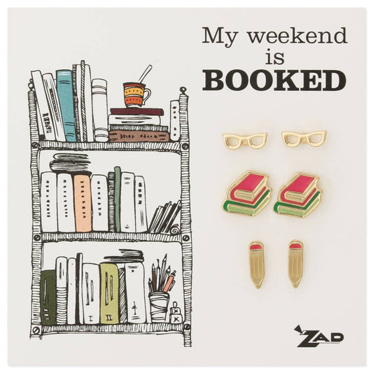 ZAD - Book Worm Enamel Post Earrings Set