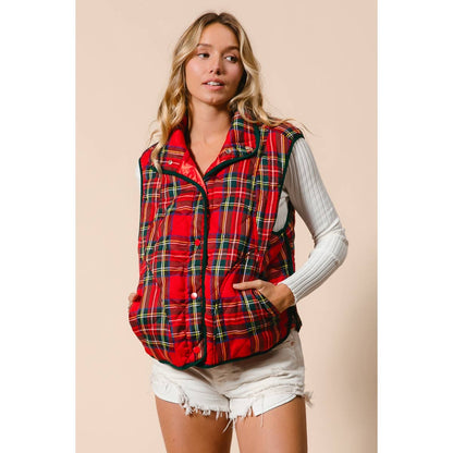 VINTAGE CHRISTMAS PLAID QUILTING VEST