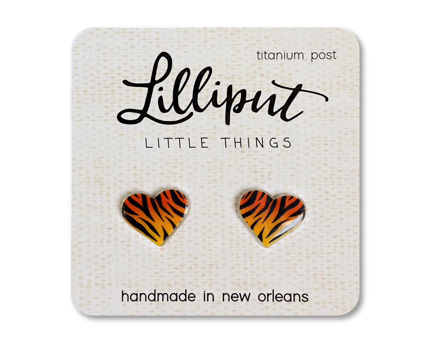 TIGER STRIPE HEART EARRINGS