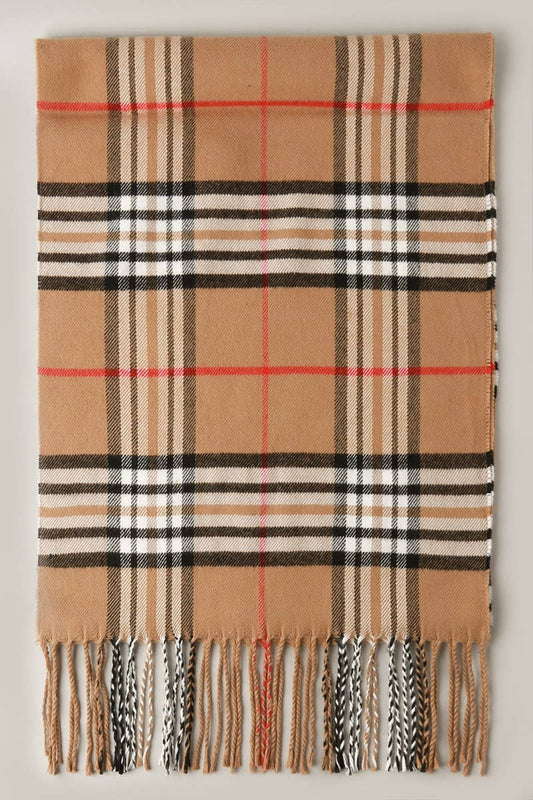 KHAKI CASHMERE FEEL SCARF