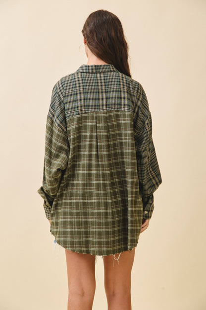 AEMI + CO - 8376EN Kambrie Plaid Flannel Shirt: Blue Multi / Contemporary / S