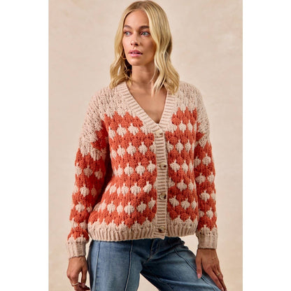 TEXTURED SWEATER CARDIGAN WITH BUTTONED CLOSURE