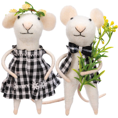 SAM AND SUE MICE CRITTER ORNAMENT SET