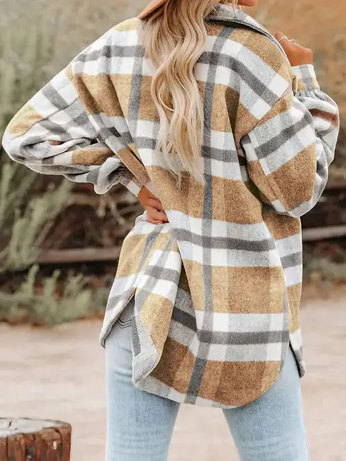 KHAHKI PLAID FLANNEL JACKET