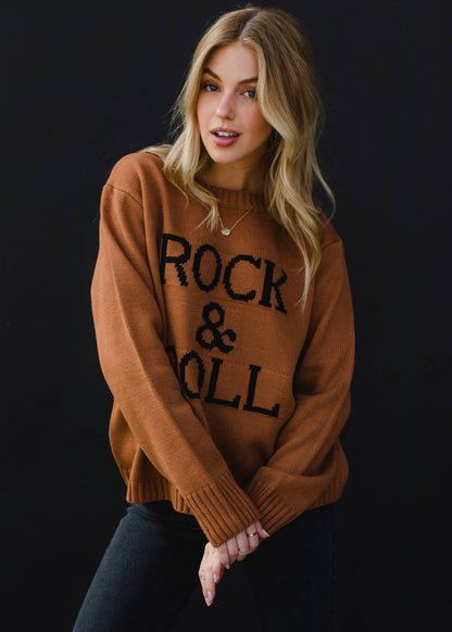 ROCK + ROLL SWEATER - BROWN