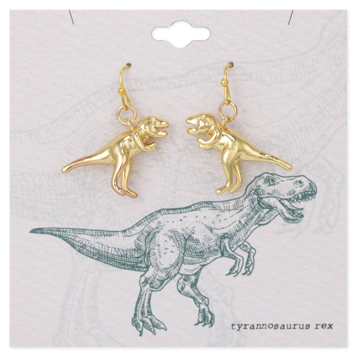 PREHISTORIC GOLD T-REX EARRINGS