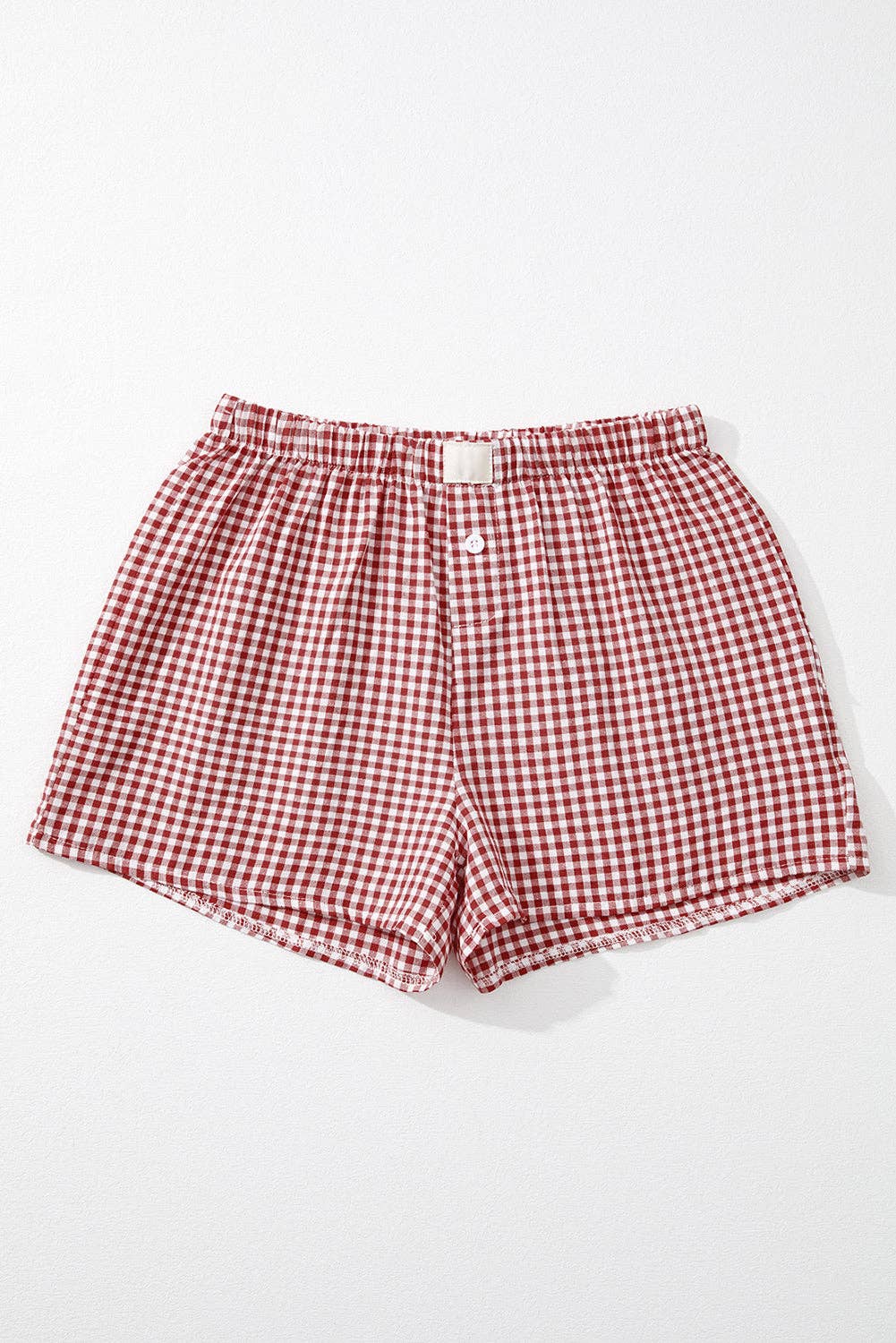 RED PLAID GINGHAM PRINTED HIGH WAIST SHORTS
