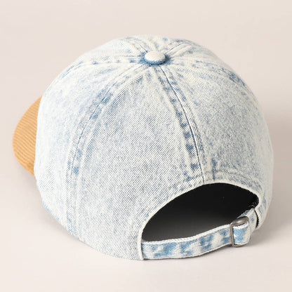 EMBROIDERED US FLAG TWO TONE BASEBALL CAP