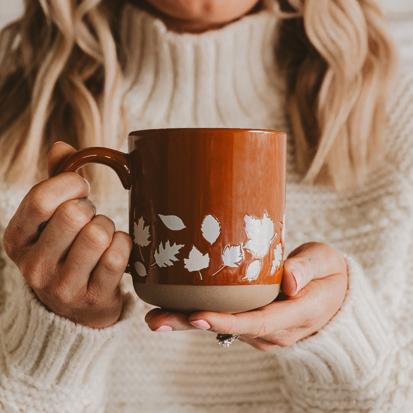 FALL LEAVES STONEWARE COFFEE MUG