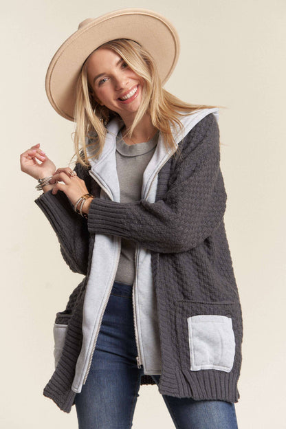 CHARCOAL ZIP UP HOODIE JACKET