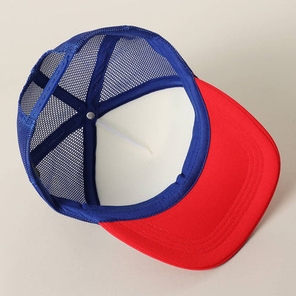 USA FLORAL LETTER PATCH TRUCKER BASEBALL CAP