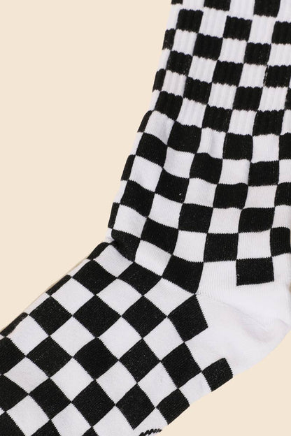 Black White Checkered Socks