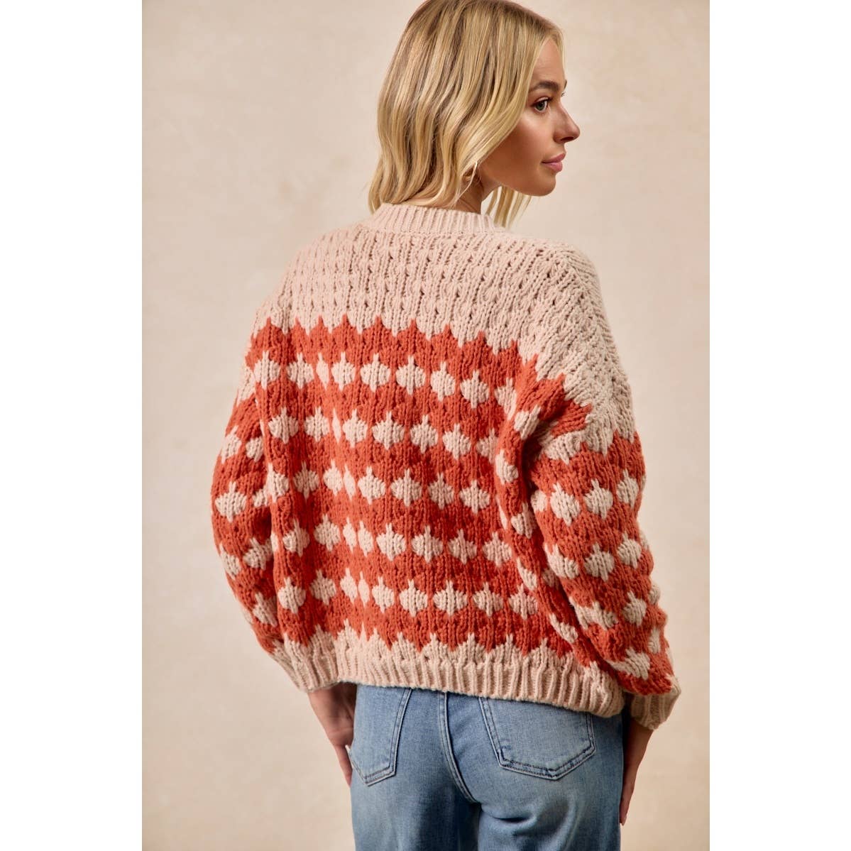 TEXTURED SWEATER CARDIGAN WITH BUTTONED CLOSURE