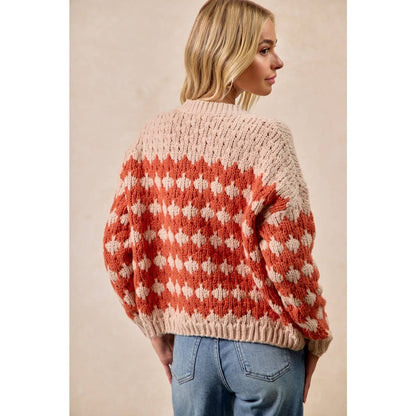 TEXTURED SWEATER CARDIGAN WITH BUTTONED CLOSURE