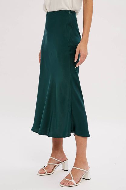 SATIN MIDI SKIRT
