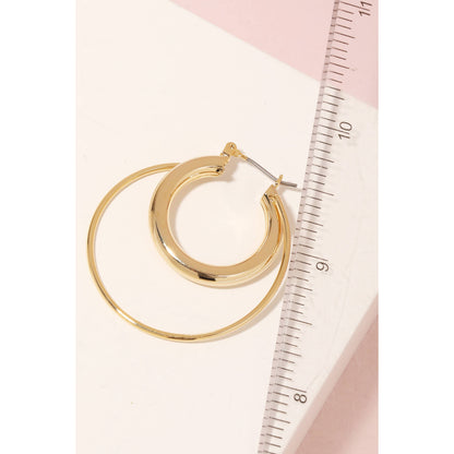 Double Layered Pincatch Hoop Earrings