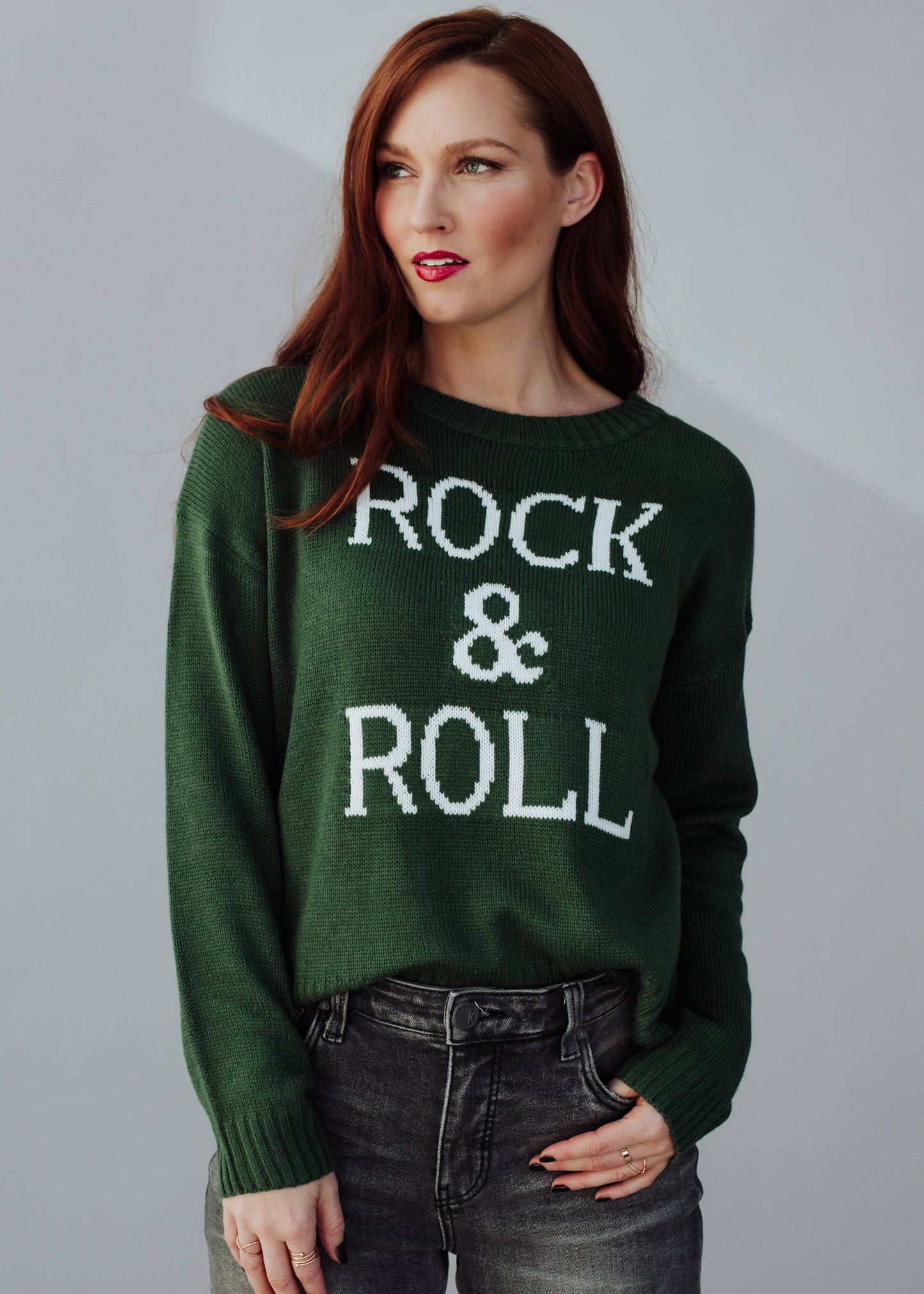 ROCK + ROLL SWEATER- GREEN