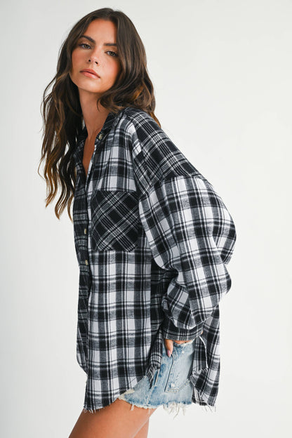 AEMI + CO - 8376EN Kambrie Plaid Flannel Shirt 1: Black / Contemporary / S